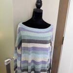 Torrid  Knit Stretch Boat Neck Purple Blue White Stripe Sweater Pastel Spring 1X Photo 1