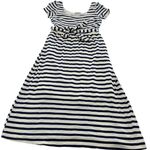 Gilli Dress Womens Small Navy White Striped Short Sleeve Belted Midi Length USA Blue Photo 0