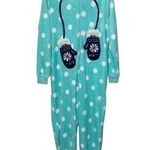 secret treasures  Light Blue White Polka Dot Mitten Print Full Pajamas Zipper XL Photo 0