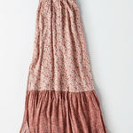 American Eagle  Strapless Maxi Dress With Side Slit Sz XL Pink Floral Smocked Photo 0