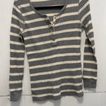 J.Crew  Gray and Cream Striped Henley Top Photo 0