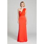 H by Halston HALSTON Roselle One-Shoulder Cotton Blend Crepe Gown in Orange Spice Size US 2 Photo 8