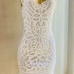 INC women’s dress size 2 white, layered dress with crochet on the top layer. White Photo 2
