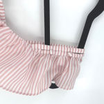 Club Monaco  Asmund Stripe Ruffle Tank Top Size S Blush Pink White Square Neck Photo 9
