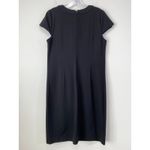 Talbots Ponte Knit Black Dress Pockets Sz 8 Split Neck Sheath Girl Boss Luxury Photo 7