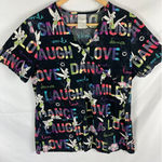 Disney  Tinkerbell Love Life Dance Smile Scrub Shirt Size Small Photo 0