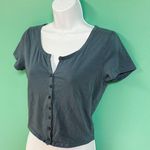 Hollister Blue Button Through Baby Tee Crop Top Photo 4