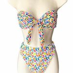 Fruit Print 2 Piece Strapless Hi Waist Bikini Swimsuit ~ Women's Size SMALL Photo 0
