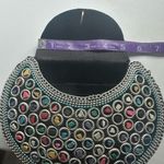 Ramla Handmade Mosaic Tile Convertible Clutch/Crossbody Bag Silver Rainbow NWOT Photo 8