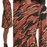 BP NWT by Nordstrom Brown and Black Tiger Stripe Long Sleeve Mini Dress - S Photo 8