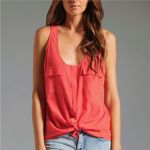 Joie  Balsa Coral Red Crepe Cotton Pocket Tank Top Size Small S Photo 1