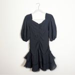 Jonathan Simkhai Auden Mini Dress Black Tiered Ruffle Puff Sleeve Size 8 Photo 4