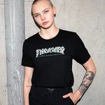 Thrasher black white red flower shirt tee tshirt top Photo 0