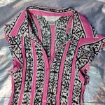 Allison Taylor y2k   black and white pink print top size L Photo 4