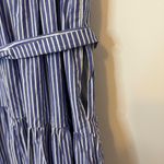 J.Crew  Garratt Tiered Striped Midi Dress Size 0 Blue White Beach Coastal Long Photo 7
