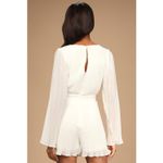 Lulus NWT  Embrace Your Beauty Ivory Pleated Long Sleeve Skort Romper Party Sz XS Photo 2