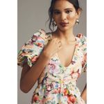 Anthropologie NWT  Sachin & Babi Puff-Sleeve Deep-V Taffeta Mini‎ Dress Medium Photo 1