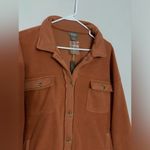 NWT Flannel Shacket Fleece Warm Soft Teddy Jacket Button Size L Orange Brown New Size L Photo 7