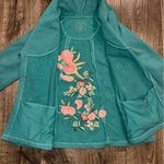 J Peterman Women’s Green Long Sleeve Embroidered Flowers Blazer Jacket Small Size XXS Photo 4