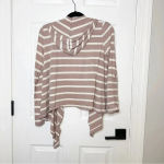 Loft Hoodie Open Waterfall Cardigan Pink White Stripe Small Photo 4