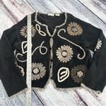 Sigrid Olsen Vintage  Black Cardigan with Cream Floral Design Photo 7