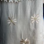 Vintage Linen Embroidered Floral Maxi Dress Lace Capelet Overlay Medium Photo 10