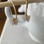Lulus Gold hoops + white butterfly earrings Photo 4