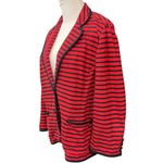 Talbots Women's Navy Black Striped Fitted Long Sleeve Cotton Blazer Jacket Sz XL Photo 2