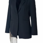 Hey You Womens Black Beaded Fringe Asymmetrical Blazer Size XL Photo 0