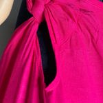 Gyft Short Batwing Sleeve Blouse Hot Pink With Tie on Side in Front Size Small Photo 2