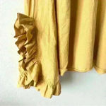 ZARA M Womens Mustard Yellow Long Sleeve Ruffle Split Sleeve Top Fall Shirt Photo 2