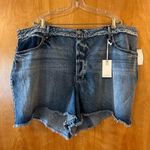 Good American  Bombshell Short Denim Blue Jean Shorts Shadow Pockets Plus Size 24 Photo 0