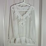 Peter Nygard  White Ruffled Long Sleeve SunBlouse Photo 2