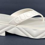 Gucci Platform Thong Mystic White Rubber Women Logo Sandals Size EU 40 Photo 3