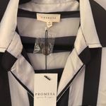 Prómesa NWT Medium Promesa Black and White Striped Button Down Blouses Top Photo 2