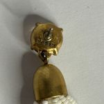 J.Crew Gold Tone Crystal Accent White Beaded Tassel Dangle Earrings Women Photo 5