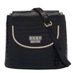 DKNY Croc-Embssed Leather Flap Bucket Photo 0