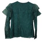 Rachel Parcell  Dark Green Botanical Floral Lace Flutter Sleeve Top NEW Photo 2