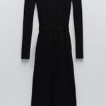 ZARA Black Long Knit Dress with Pockets Photo 7