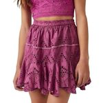 Free People Serenity Mini Skort Skirt Dreamy Mulberry Eyelet Scalloped Hem Boho Photo 0