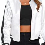 Zeagoo  White and Black Bomber Jacket Photo 5