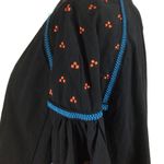 Puff sleeve embroidered boho tie front jacket top Black Size M Photo 4
