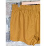 H&M Woman's Linen Blend Paper Bag Waist Shorts Mustard Brown Size XL Loose Fit Photo 5
