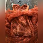 For Love & Lemons  Bustier Ruffle Tiered Gown in Rust Photo 4