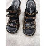 Free People Huffman Buckle Black & Gold Leather Wedges Size 7 Photo 3