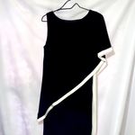 LAUREN RALPH LAUREN WO SIZE 12 DRESS ONE SHOULDER DRAPE BLACK WHITE DRESS EUC Photo 1