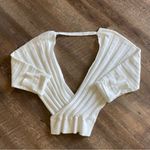 Daytrip  Surplice Ribbed Top White Soft Slouchy Boho Stretch Vacation Photo 6