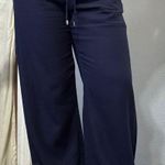 ZARA Women Navy Blue Wide Leg Drawstring Elastic Waist Loose Fit Pants Size S Photo 0