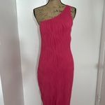 Hot Pink One Shoulder Thigh Slit Dress Size L Photo 2