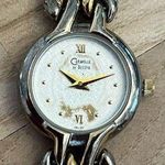 Caravelle by Bulova Ladies Watch Two Tone Weave Bracelet Silvery Dial Gold hands Photo 0